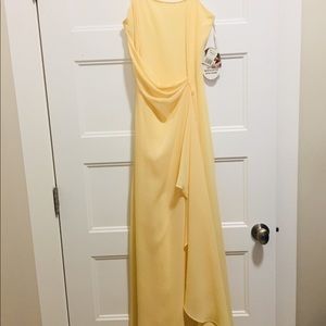 NWT Pale Yellow Full Length Formal Dress, Small